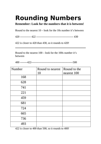 Rounding to the Nearest 10 and 100 Review Worksheets