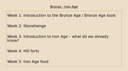 History Unit of Work - Bronze-Iron Age