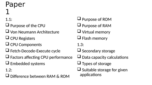 Computer Science Specification Checklist