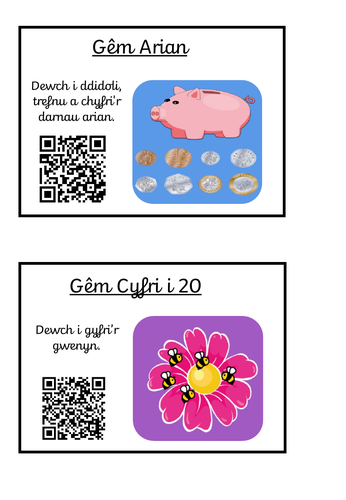 Codau Qr Cymraeg ar gyfer Gemau Mathemateg/ Welsh Qr Codes for Mathematics Games