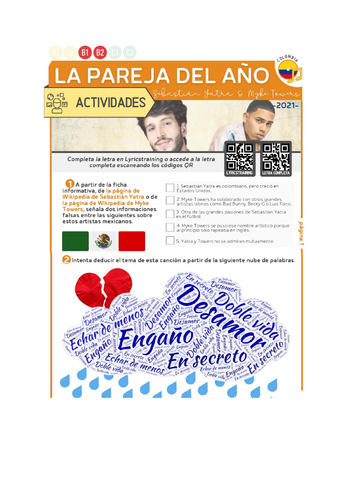 Sebastian Yatra & Myke Towers - La pareja del año - Spanish song worksheet