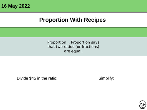 Proportion in recipes