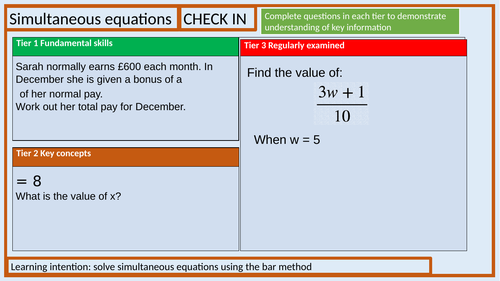 simultaneous equations bar method