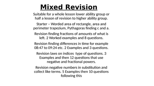 Mixed Revision Lesson