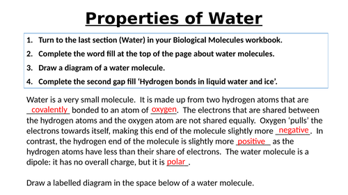 A-Level AQA Biology - Water Lesson 2