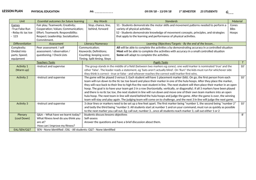 Athletics unit with 11 lessons