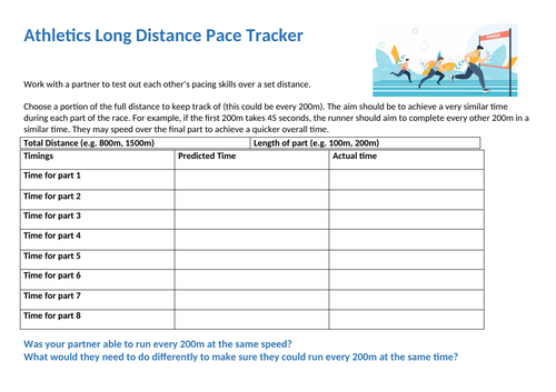 Long distance running pace tracker