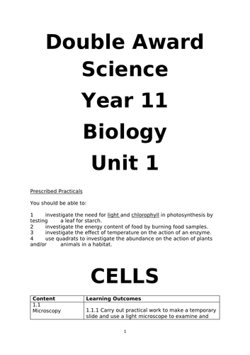 CCEA GCSE Double Award Science Unit B1