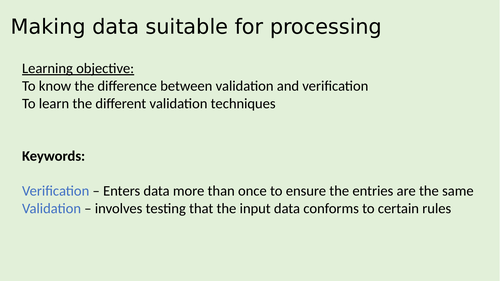 Making data suitable for processing