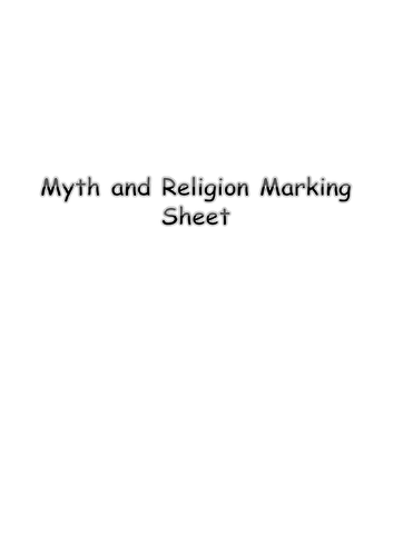 Myth and Religion (OCR GCSE Classical Civilisations) Marking Sheet/Grid
