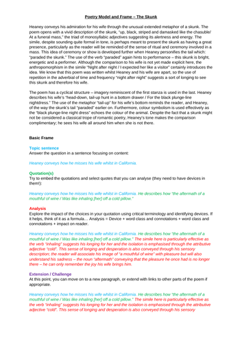 Heaney's The Skunk - Model and Frame