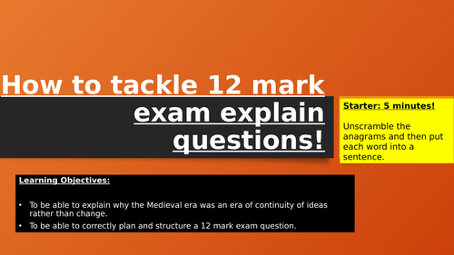 12 mark GCSE History exam questions Edexcel