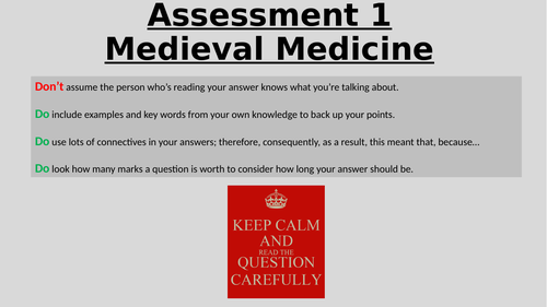Knowledge check test Medieval Medicine GCSE History