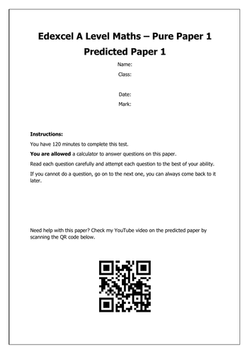 A Level Maths : Pure Predicted Paper 1