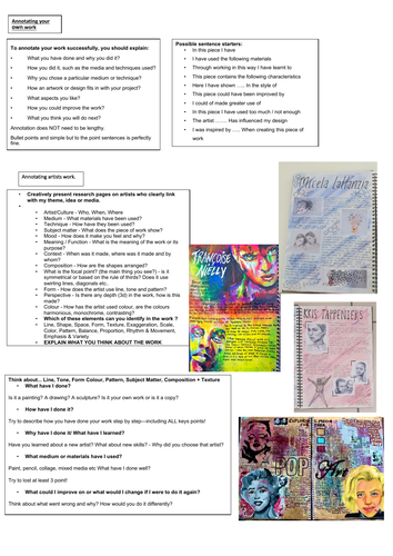Gcse art annotation help