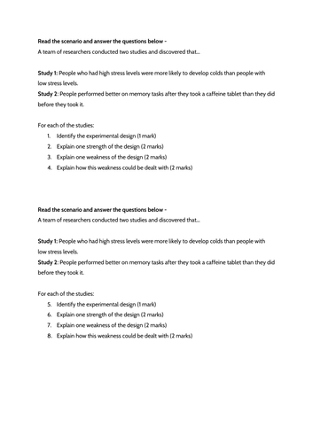 AQA GCSE PSYCHOLOGY (9-1): EXPERIMENTAL DESIGN FULL LESSON