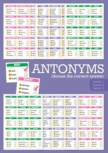 Antonyms Flashcards | Opposites Vocabulary Cards | Printable ESL EFL English Flashcards