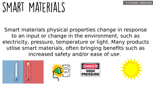 GCSE EDEXCEL 9-1 Design & Technology - 1.4 Smart Materials