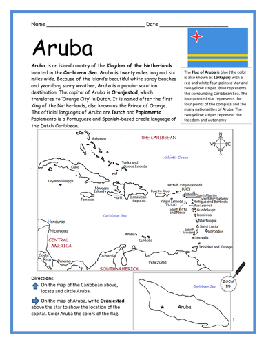 ARUBA - Introductory Geography Worksheet