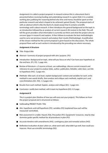 BTEC unit 6 applied science assignment breakdown