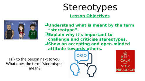 PSHE Stereotypes / Prejudice