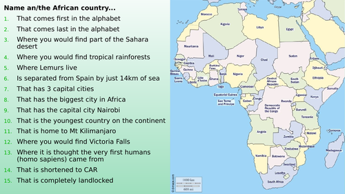 Countries Of Africa Quiz Teaching Resources