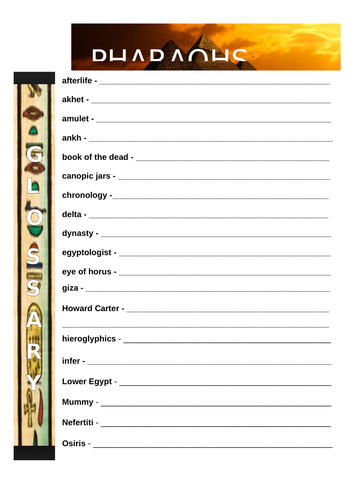 Pharaohs Glossary