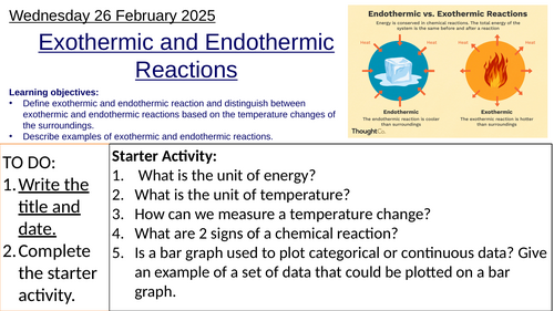 Exothermic And Endothermic Reactions Gcse Teaching Resources 