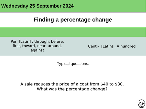 Finding a percentage change