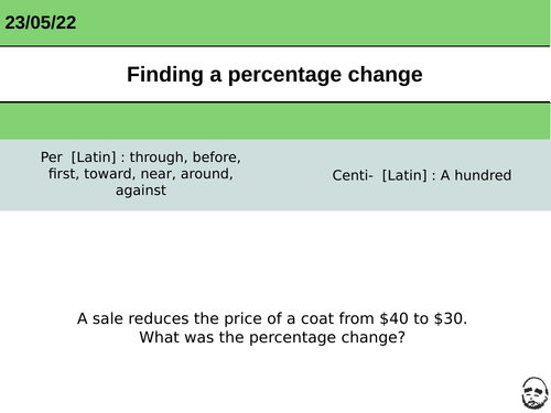 Finding a percentage change