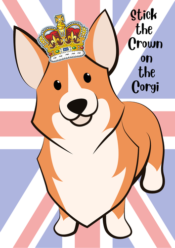 Queen's Platinum Jubilee Fun Game - Pin / Stick  the Crown on the Corgi - Royal Family Activity