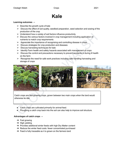 KALE - Full leaving cert Ag Science Notes including exam questions and video links throughout