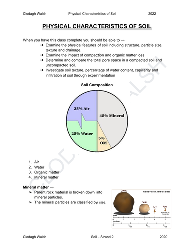 FULL NOTES - Physical Characteristics of Soil Ag Science Leaving cert