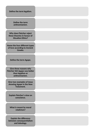 WJEC/Eduqas ALevel RS: Situation Ethics  - Teleological Ethics