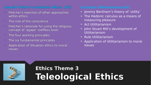 WJEC/Eduqas ALevel RS: Bentham's Utilitarianism  - Teleological Ethics