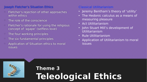 WJEC/Eduqas ALevel RS: Application of Utilitarianism  - Teleological Ethics