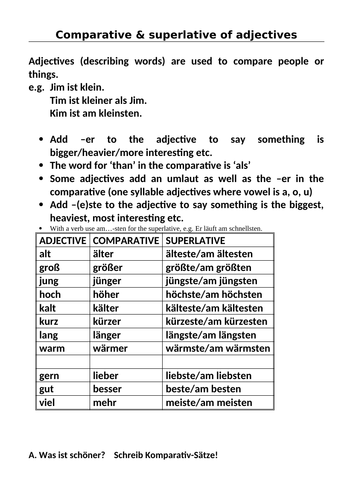 Y8 German - Comparisons / Schule in Deutschland