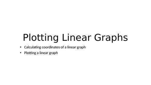Plotting Linear Graphs - Low Ability