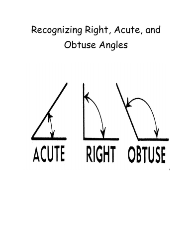 Right, Acute, and Obtuse Angles