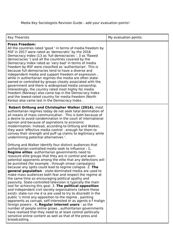 Media Revision Guide for CIE Sociology - Paper 4 - Cambridge Syllabus