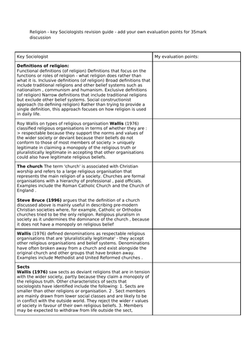 CIE Religion Revision Guide for Sociology Paper 4