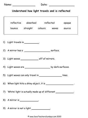 Mirrors and Reflection KS2 Lesson Plan and Worksheet