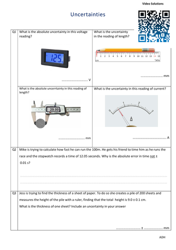 Uncertanties Qs with video answers