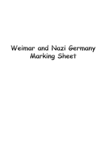 GCSE History- Weimar and Nazi Germany (Edexcel) Marking Grid