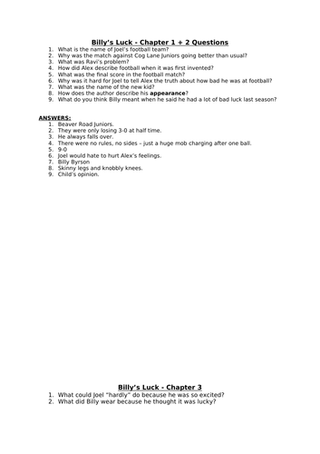 Comprehension: Billy's Luck