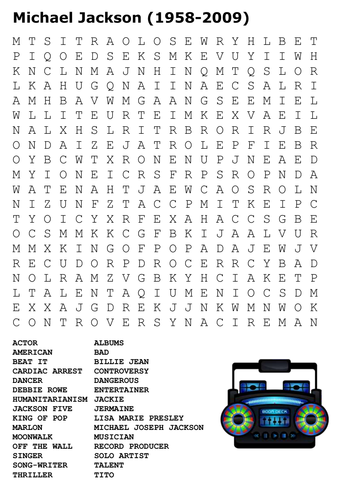 Michael Jackson Word Search