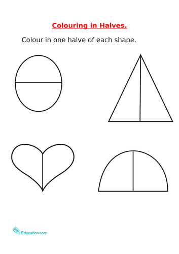 Colour in Halves Worksheet