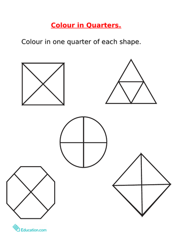 Colouring in Quarters Worksheet