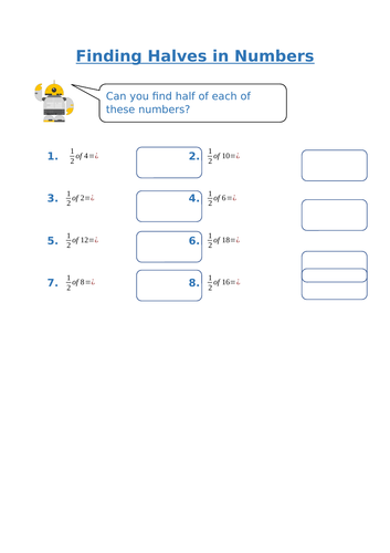 Halves and Quarters with Numbers