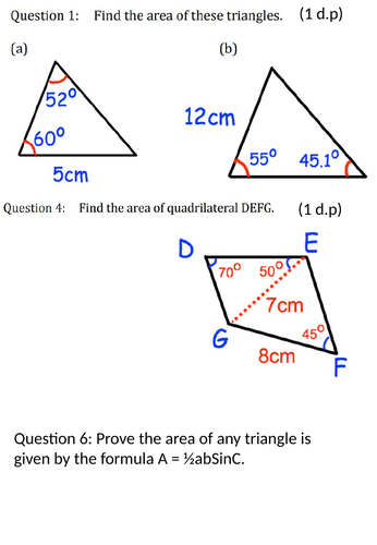 Cosine rule + sine area